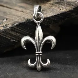 Drachensilber Lilie Fleur de Lys 925 Silber Kettenanhänger - Silber