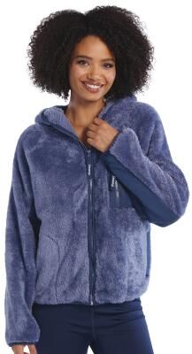 Masseys Women's Zip-Up Sherpa Casual in Purple Horizon/Medieval Blue, Size Small, Polyester