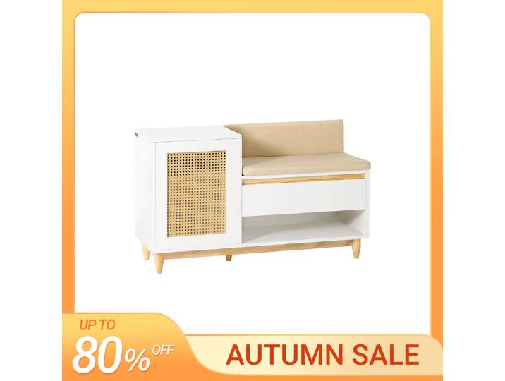 SoBuy FSR128 banc à chaussures aspect grille avec banc de planche de rangement coffre à chaussures commode pour enfants étagère à chaussures