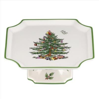 Spode Christmas Tree Footed Square Cake Plate