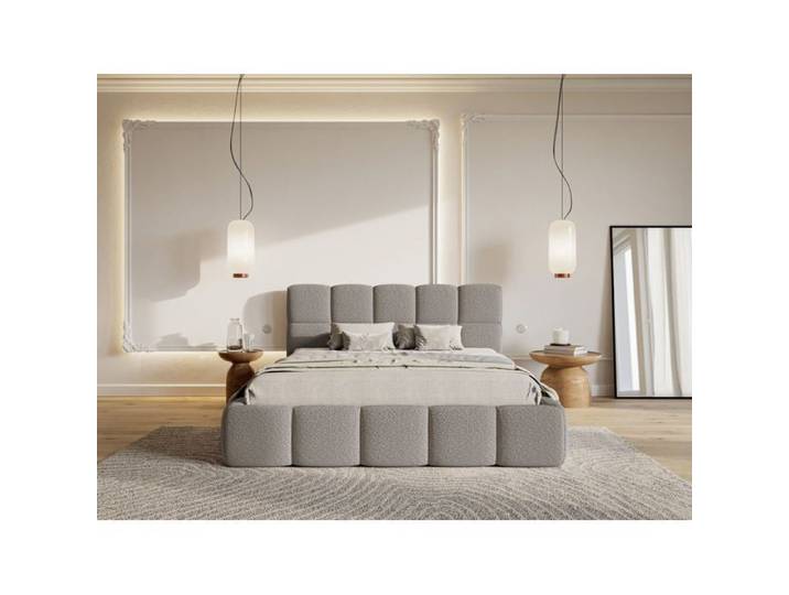 Lit rembourré 120x200 – Cloudy – Bouclé Gris