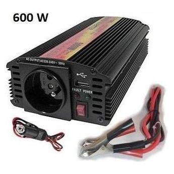 Carspa Měnič napětí CAR600U-242 /230V+USB, modifikovaná sinus (CAR600U-242)