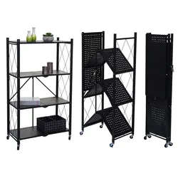 Regal HWC-J85, Standregal Wohnregal, faltbar/klappbar Stahl ~ schwarz, 4 Ebenen