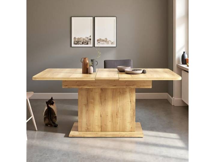 Table à manger extensible 110–130 cm pour 4 à 6 personnes – Avec rangement robuste gain de place et pas chère – Bois