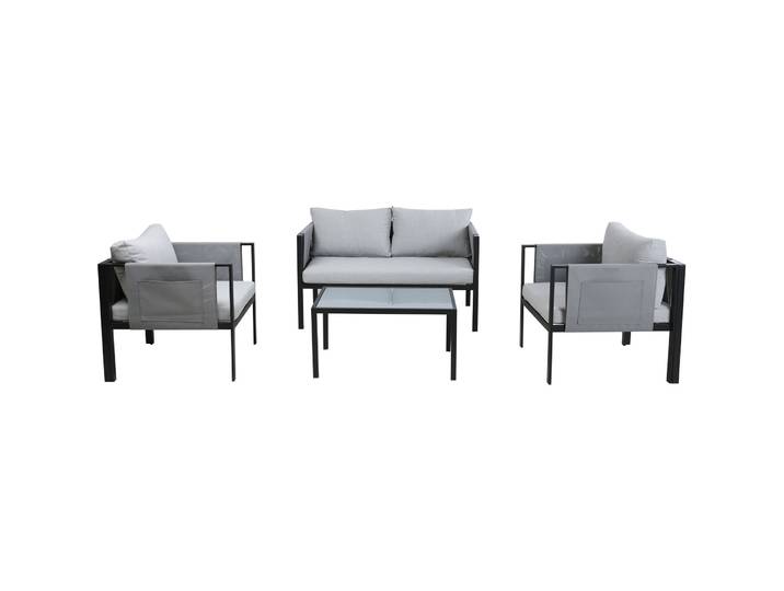 Gartenlounge Hanoi Grau Kunststoff 4 B 200 T 143 cm - Gartenlounge - Wetterfeste Gartenmöbel & Accessoires