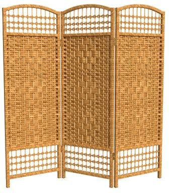 Red Lantern 4 ft. Short Fiber Weave Folding Screen