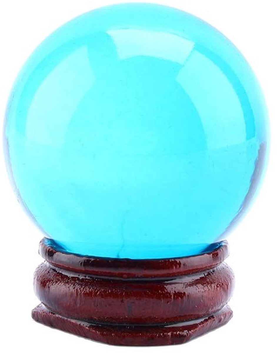 Dailygoods Koningsblauwe Kwartskristal Bol met Houder - 40 mm - K9 Kristal Decoratie