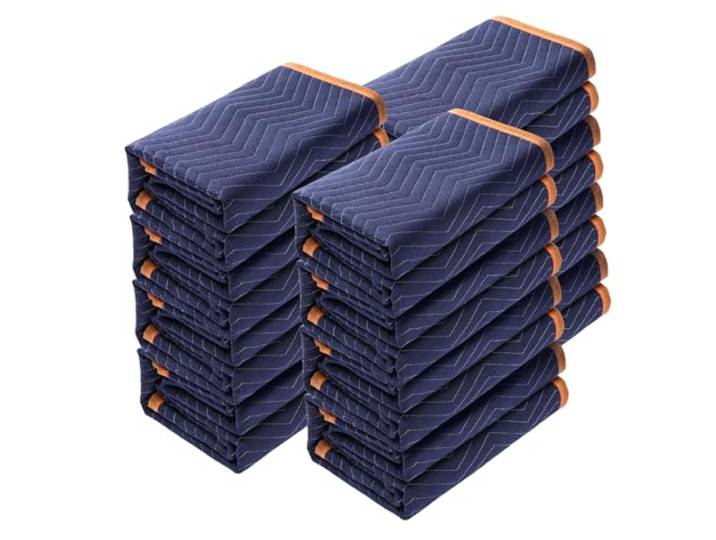 VEVOR Couvertures de Déménagement de Meubles 2032x1829 mm Lot de 12 Couvertures de Protection d'Emballage Robustes Tissu Non Tissé Coton Recyclé pour Protéger Meubles Planchers Appareils\, Bleu/Orange