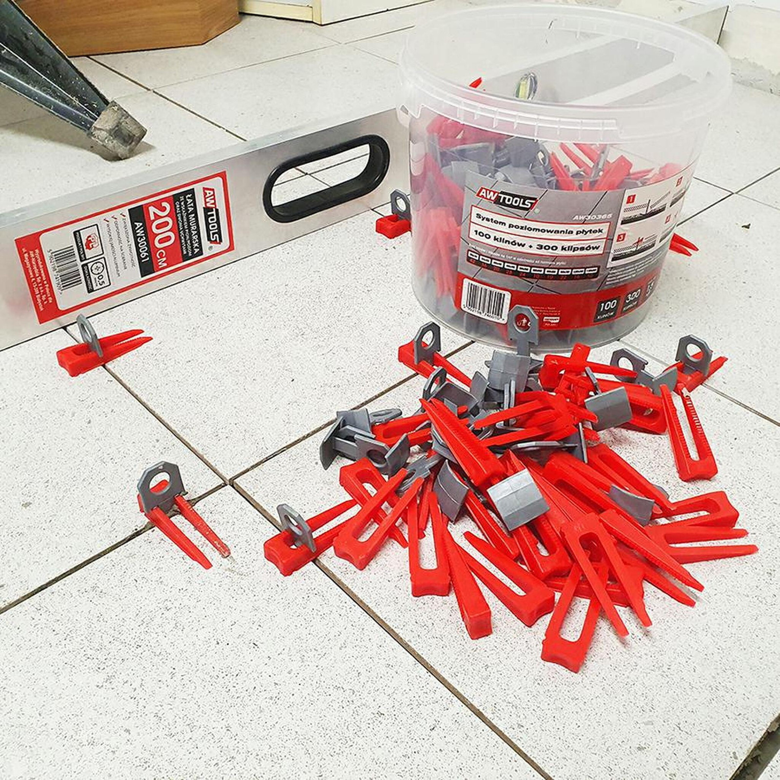 AWTOOLS Nivelleersysteem ST 1,5 mm met klem 7-15 mm en wig
