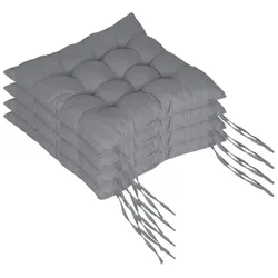 Relaxdays Gesteppte Stuhlkissen im 4er Set Grau