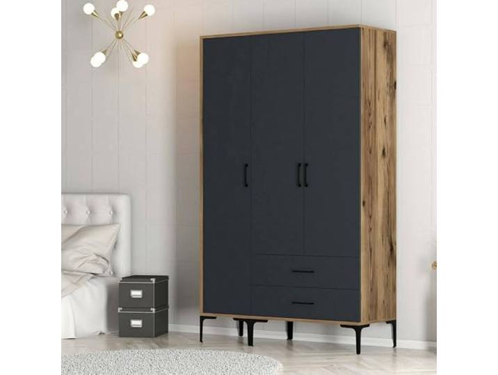 Dmora Kleiderschrank 3 Türen Albireo 120x47,5 cm Braun