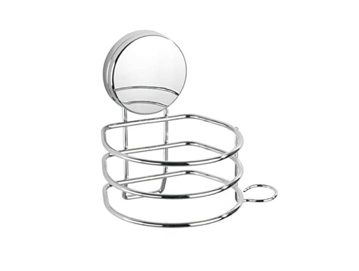 WENKO Static-Loc Plus Osimo haardrogerhouder, föhn met kabelhouder, bevestigen zonder boren, veilige grip door statische hechting op gladde, luchtdichte oppervlakken, 14 x 13 x 11 cm