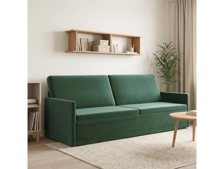 3-Sitzer Sofa Dunkelgrün 220 x 81 x 82 cm Samt Eckige Form,Metallrahmen,weiche Samtoberfläche,Kissenrücken,Montage mit Anleitung