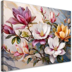 WANDBILD magnolien bunte blumen marmor