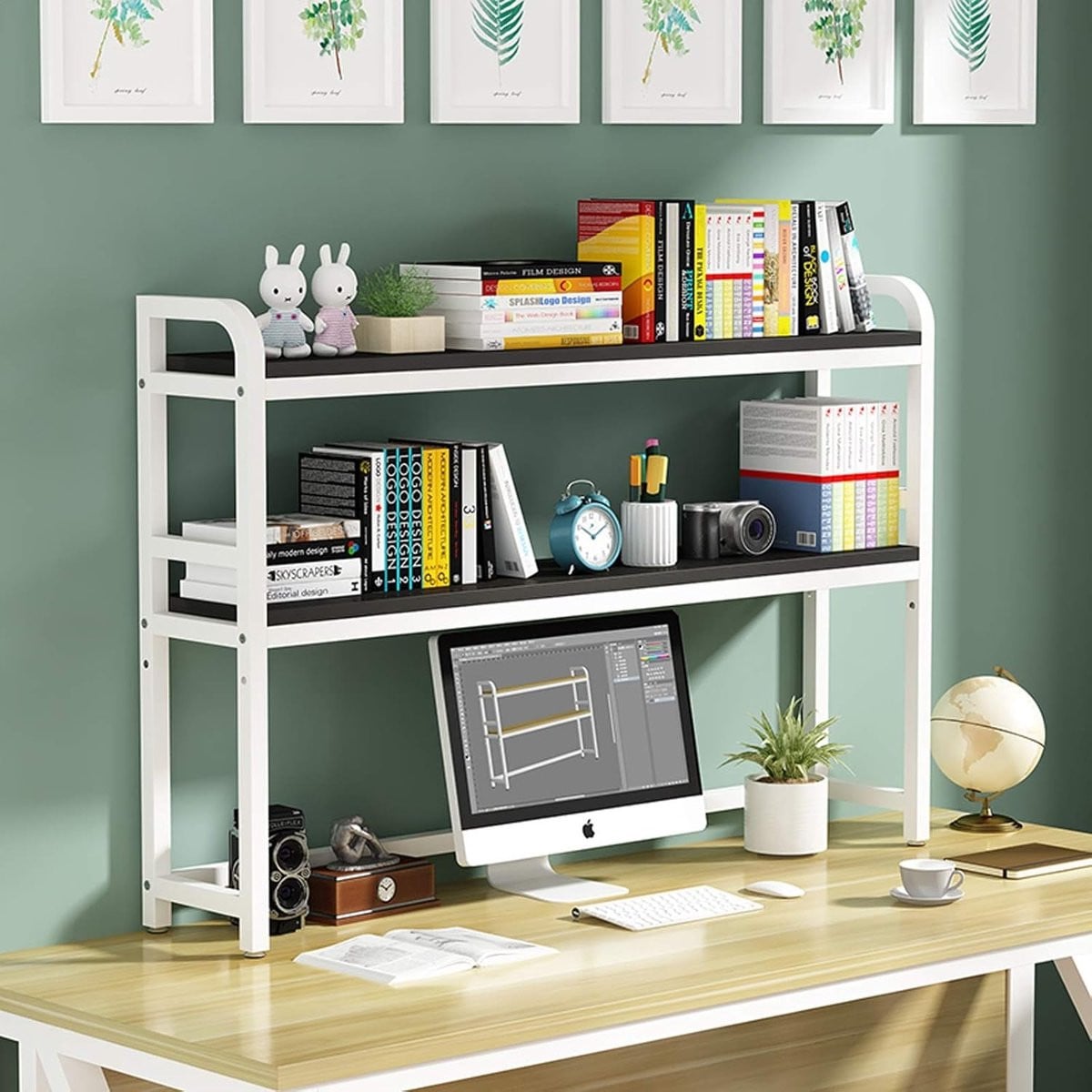 Boekenplank Opslagrek Wit met 3-laags Metalen Frame