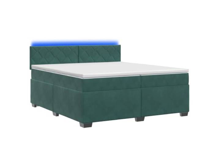 KTHLBRH Boxspringbett mit Matratze und LED, Dunkelgrün, 200 x 200 cm Verstellbares Kopfteil, Samtbezug, USB-Anschluss, Taschenfedern, abnehmbare Abdeckungen