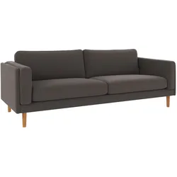 Sofa Braden 3-Sitzer aus Eiche, klassischer Stil, Bezug Rita Dunkelgrau, bequem gepolstert