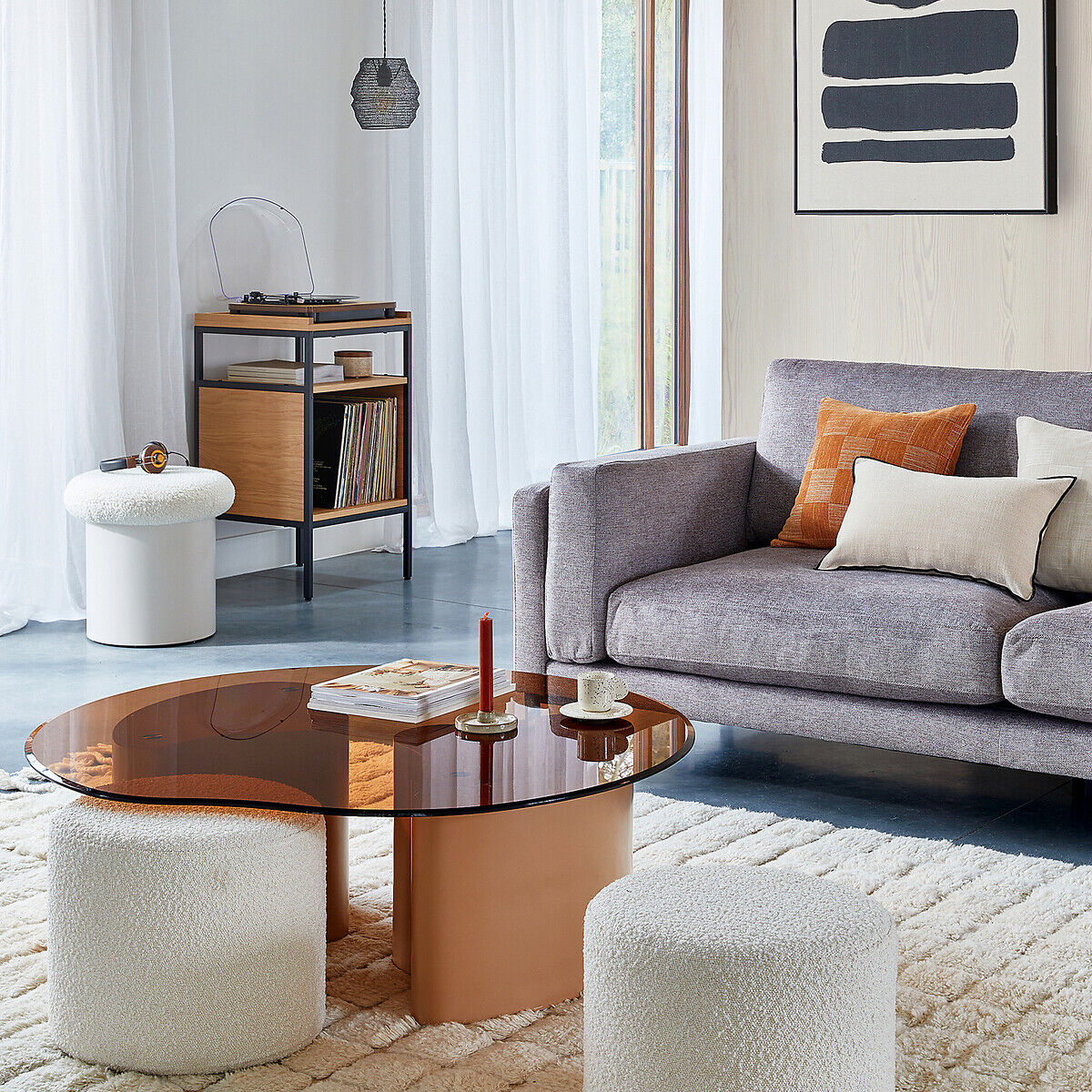 LA REDOUTE INTERIEURS Meuble vinyles chêne et plaqué L48 cm, Volga