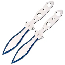 Wurfmesser Set silber-blau inklusive Nylon-Scheide