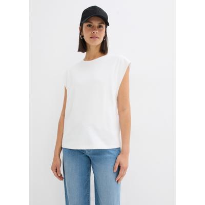 T-Shirt BONPRIX, Damen, Gr. 40/42 (M), wollweiß, Obermaterial: 100% Baumwolle, lässig geschnitten, Shirts T-Shirt, verschiedene Größen, aus Baumwolle, lässige Passform