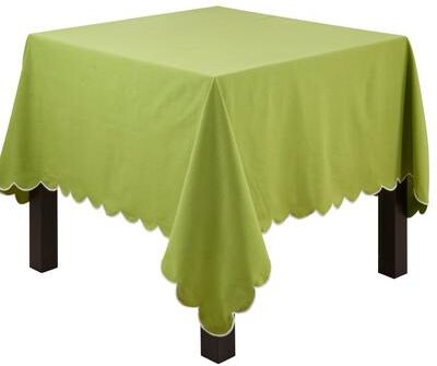 Saro Lifestyle "Scalloped Edge Tablecloth - Solid Color Cotton Tablecloth for Dining & Everyday Entertaining - 80""x80"""