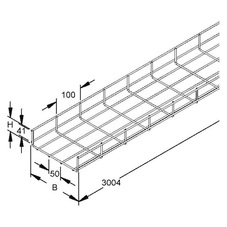 Niedax NIE GRS60.100E3 Gitterrinne U-förmig 60x100mm d=4,5mm Edelstahl (GRS60.100E3)