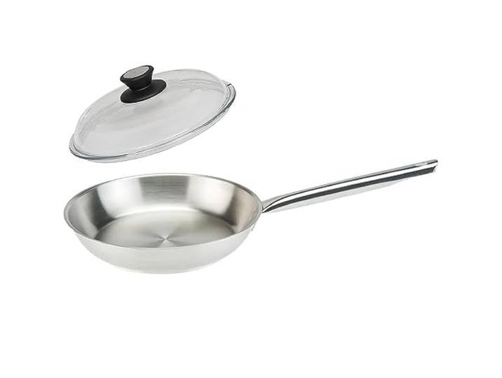 SKK große Hochrand-Pfanne Induktion Ø 32 cm - 18/10 Edelstahl Bratpfanne - Gastro Edelstahlpfanne mit Vollglas Deckel