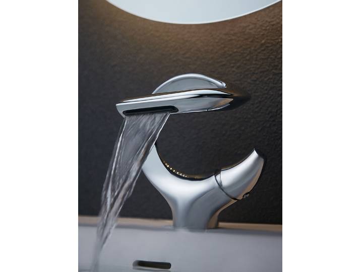 Robinet de Cascade d'Eau Chaude et Froide en Laiton, Grue à Poignée Unique, Chromé Noir, Nouveau Design