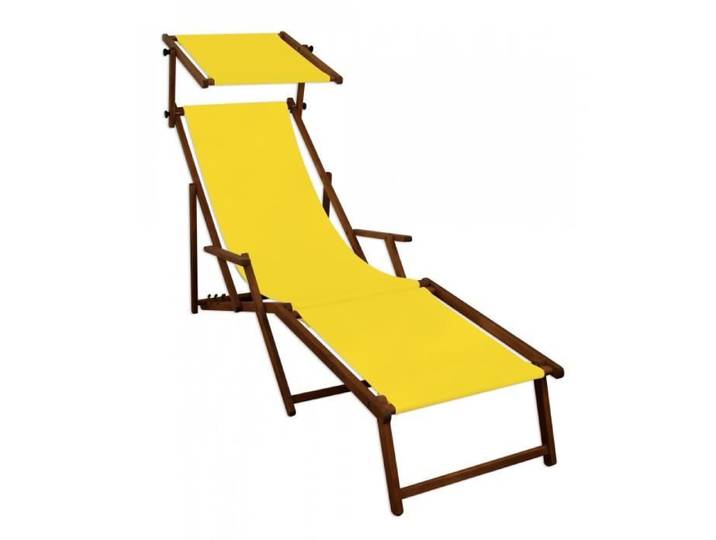 Chaise longue de jardin jaune pliante avec repose-pieds et pare-soleil mobilier de jardin 10-302FS