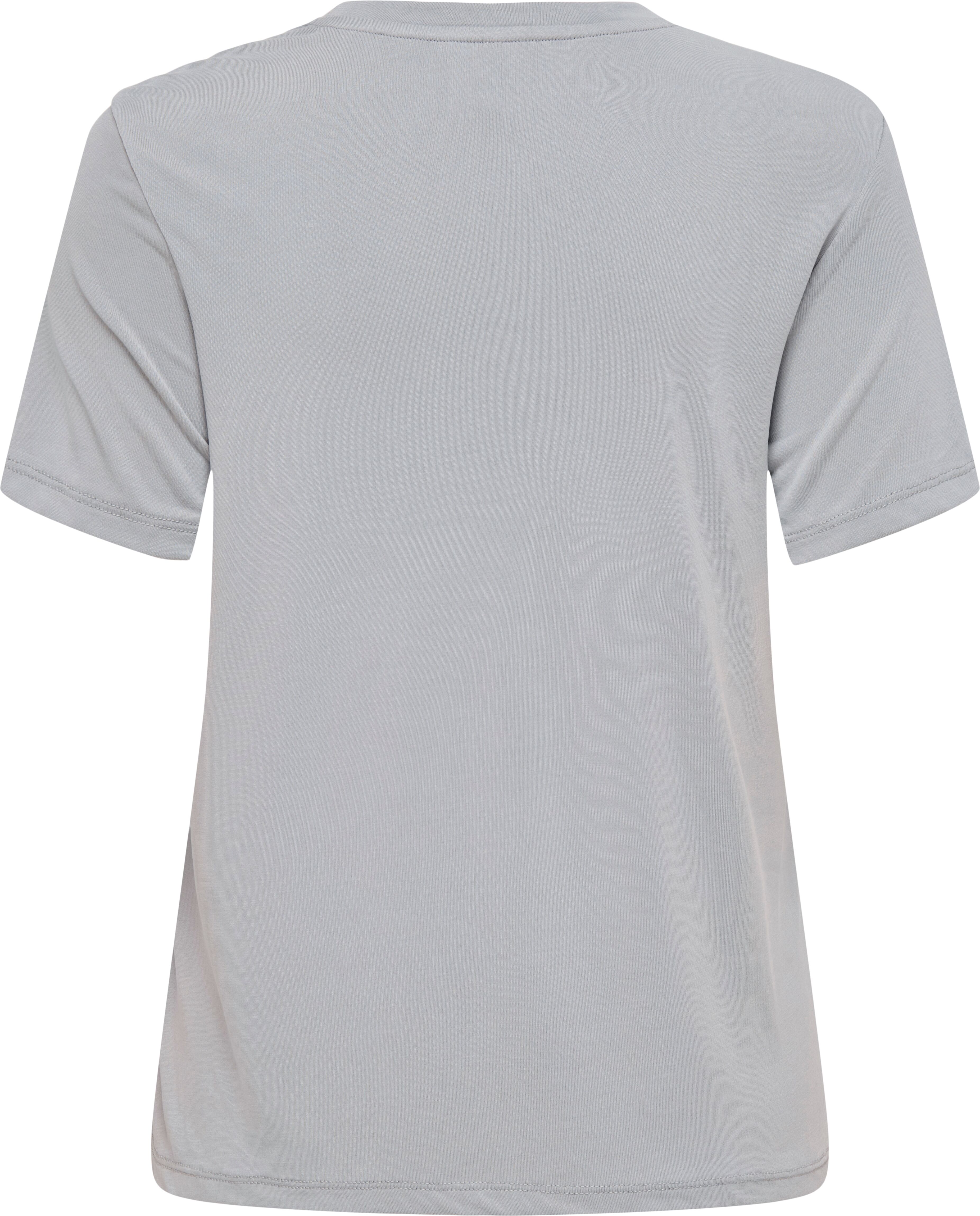 Kurzarmshirt ONLY "ONLFREE LIFE MODAL S/S ATELIER TOP JRS", Damen, Gr. S (36), grau (ultimate grau print:temtation eclectic), Jersey, Obermaterial: 70% Modal, 30% Polyester, bedruckt, regular fit normal, Rundhals, Shirts Kurzarmshirt, Materialmix, Rundhal