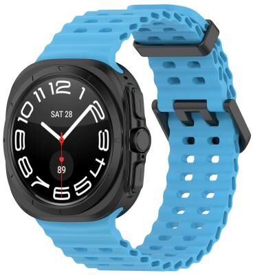 Everyday Crate Samsung Galaxy Watch Ultra 47mm Ocean Silicone Watch Band Dual Buckle Replacement Strap sky Blue