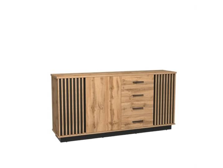 MINIO go for it - Sideboard Lamia, Kommode 178 cm Breit mit Schubladen und Türen, Möbel für Schlafzimmer, Wohnzimmer Möbel, Wotan Eiche/ Schwarz Matt