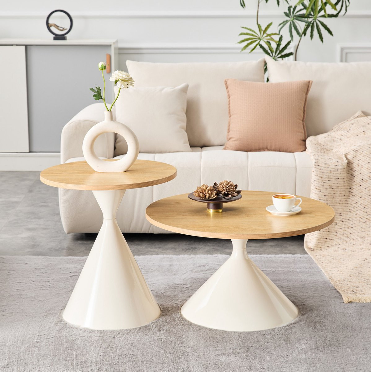 MODFU Salontafelset van 2 stuks - Rond - Houtlook - Modern