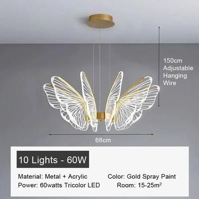 Uplift Treasures Minimalist Butterfly Acrylic Chandelier 10 Heads 110 240v white Light
