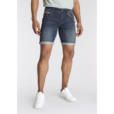 Jeansshorts BRUNO BANANI, Herren, Gr. 40, Länge 32, blau (dunkelblau us), Denim/Jeans, Obermaterial: 70% Baumwolle, 28% Polyester, 2% Elasthan, gerade kurz, Jeans Jeansshorts, bequemer Sitz, gerade Beinform, mit praktischen Taschen