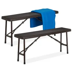 Relaxdays Braune Bierbank 2er Set Schwarz