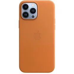 Apple Leder Case mit MagSafe (Apple iPhone 13 Pro Max), Smartphone Hülle, Gold, Braun
