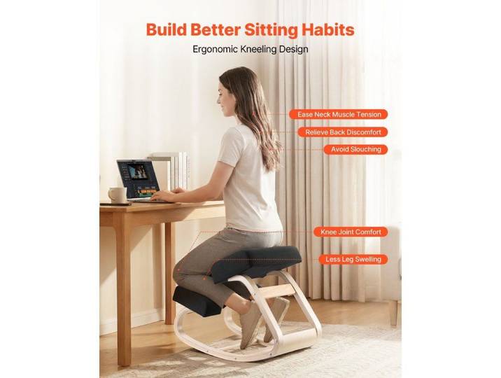 Chaise à Genoux Ergonomique Siège Assis Genoux avec Coussins en Mousse Épaisse pour Maison Bureau Méditation et Yoga Cadre en…