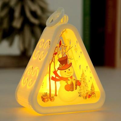 Inspired Finds FestiveGlow LED Triangle Lantern Santa & Snowman Christmas Table Lamp acs025