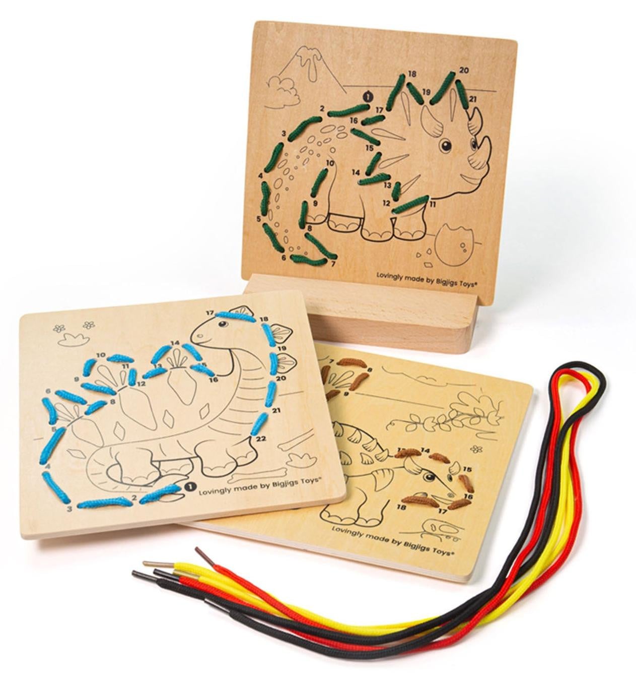 Bigjigs Toys Houten dinosaurus rijgspel - Educatief speelgoed voor kinderen