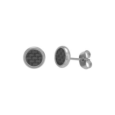 Paar Ohrstecker FIRETTI "Schmuck Geschenk Edelstahl Carbon Ohrschmuck Ohrringe Kreis rund", schwarz (edelstahlfarben, schwarz), Ohrringe, Damen, 8mm, Carbon Edelstahl, Carbon, Edelstahl