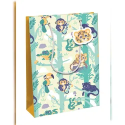 Clairefontaine 214005-2C 6x Jungle, Kraft weiß, große Geschenktasche 26,5x14x33 cmMehrfarbig