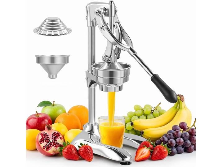 FELIXLEO Obstpresse Manuelle Saftpresse, Orangen Zitronenpresse, Aluminium, Silber
