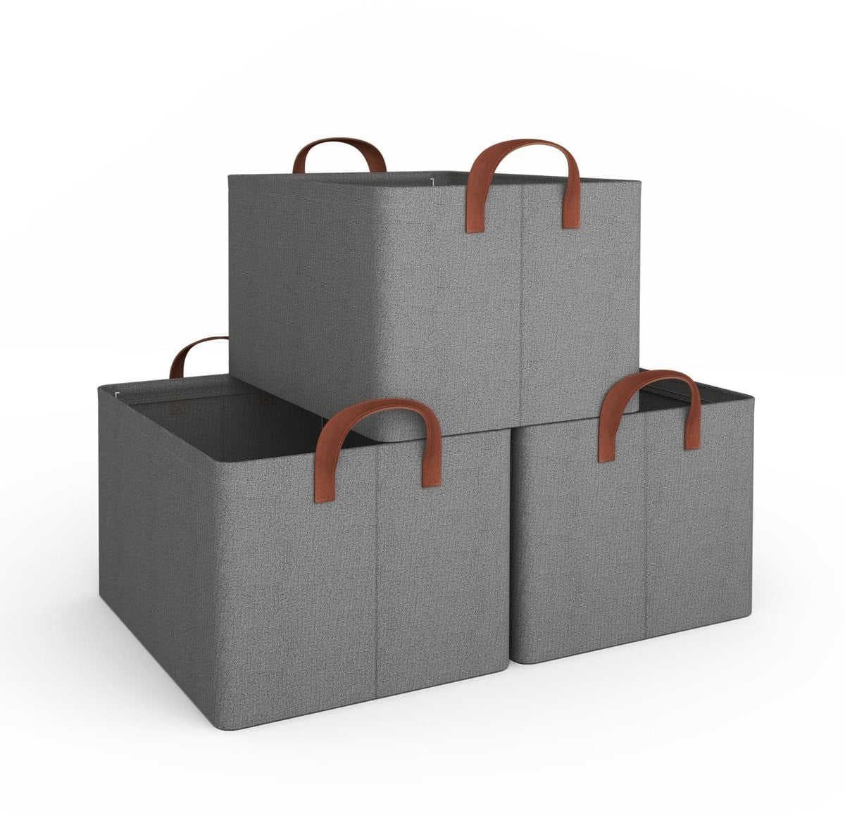 Omgoods Set van 3 Vouwbare Opbergdozen met Handvatten van Textiel voor Volwassenen