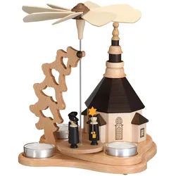 Zeidler Holzkunst, Weihnachtsdeko, Kleine Pyramide mit Seiffener Kirche