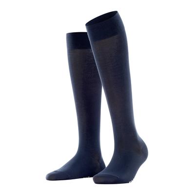 Kniestrümpfe FALKE "Cotton Touch", Damen, Gr. 35-38, Sockengröße, blau (schwarz navy), Baumwollmischung, unifarben, Socken Kniestrümpfe, feines, elegantes Erscheinungsbild, aus Baumwolle, atmungsaktiv