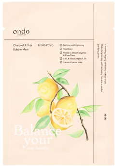 Ondo Beauty 36.5 Charcoal and Yuja Pong-Pong Bubble Mask 25 gr