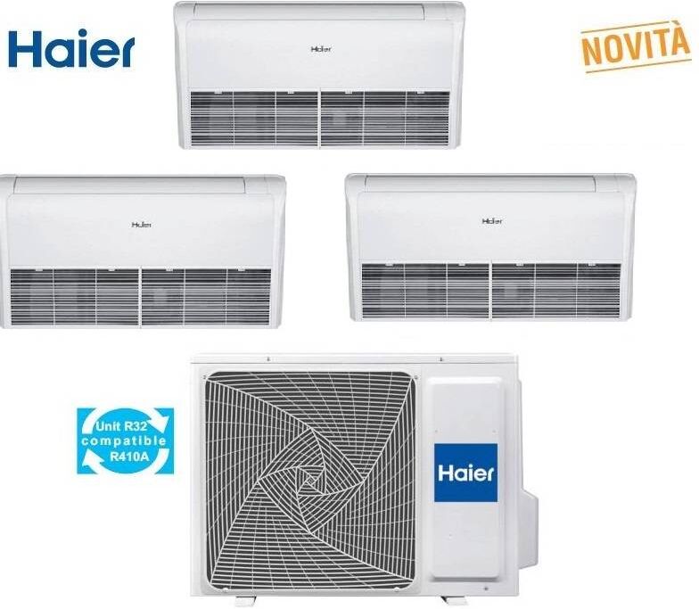 Haier Condizionatore Climatizzatore Trial Split Soffitto/Pavimento R-32 12000+12000+12000 Con 4U75S2SR5FA WI-FI Optional