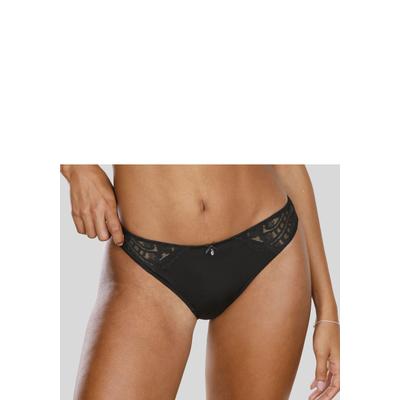 Tanga LASCANA "Flora", Damen, Gr. 48/50, schwarz, Spitze, Obermaterial: 89% Polyamid, 11% Elasthan, Unterhosen Tanga, hinten aus leicht transparenter Spitze