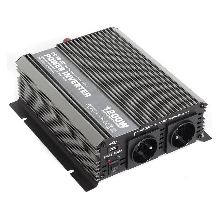 Keetec CAR1200 / Měnič napětí / 12V na 230V / 1200W / USB výstup (CAR1200)